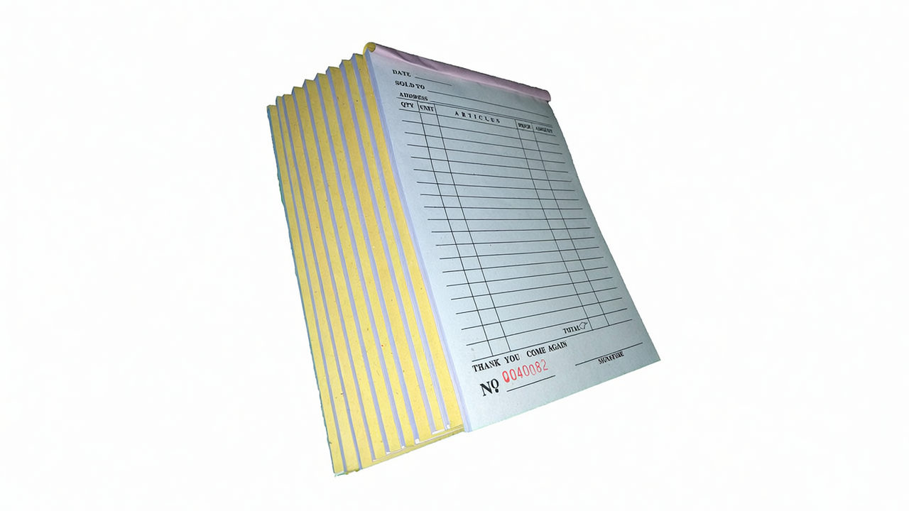 carbonless receipt book