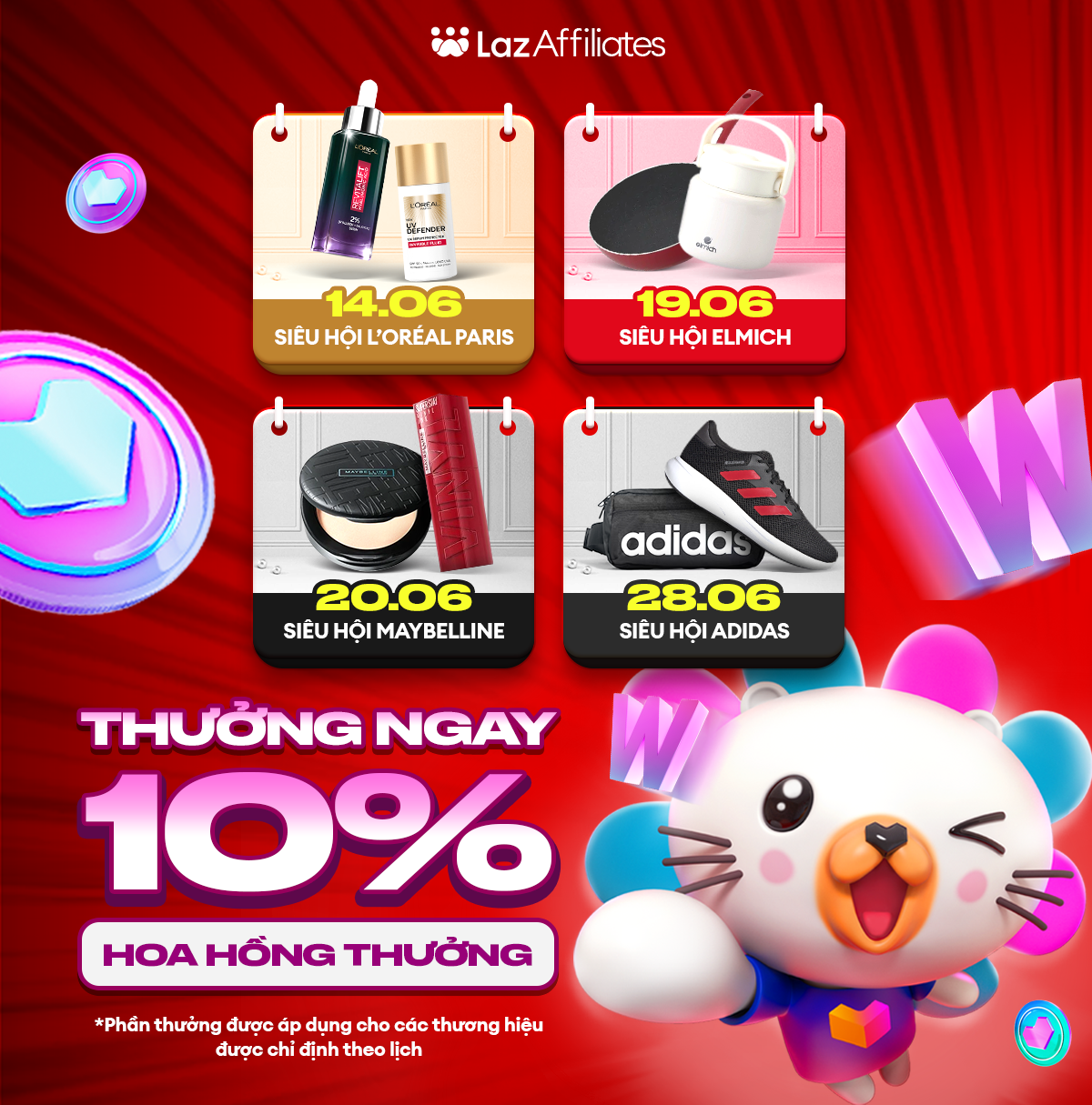 Chương Trình Thưởng Tháng 6.2024 – Thưởng 10% Hoa Hồng Thưởng Trong Siêu Hội Thương Hiệu