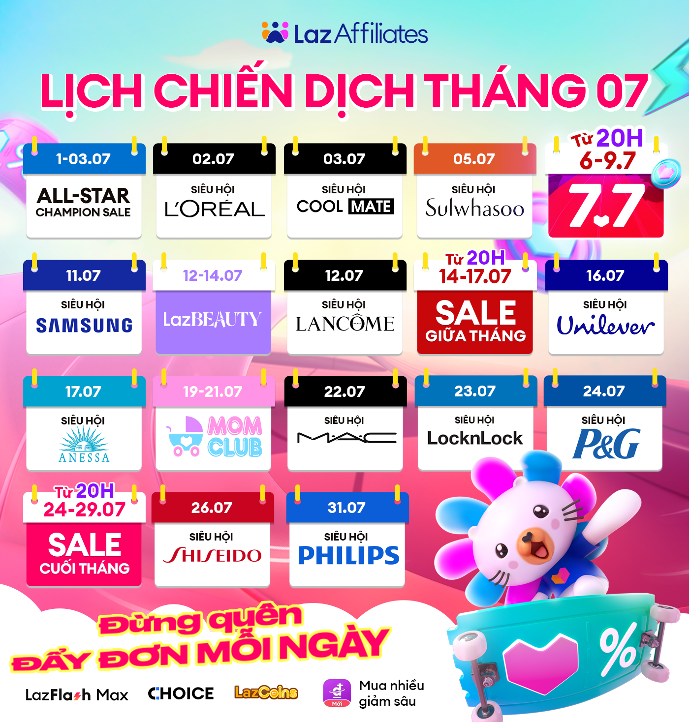 Lịch chiến dịch LazAffiliates