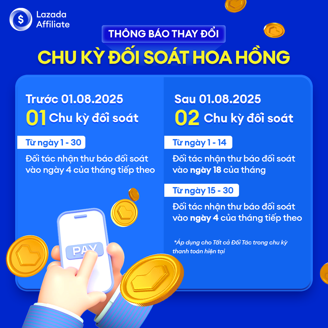 [MỚI] Quy trình thanh toán & đối soát hoa hồng áp dụng từ ngày 01.08.2025 tại LazAffiliate
