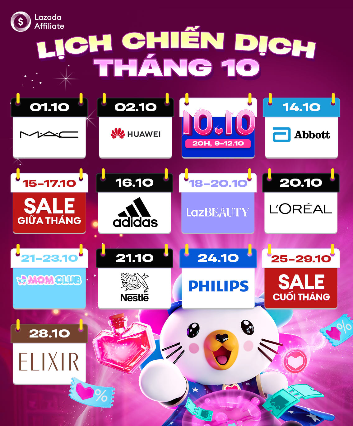 Khám Phá Ngay Lịch Chiến Dịch Cùng Các Chương Trình Hot Tháng 10 Tại LazAffiliate
