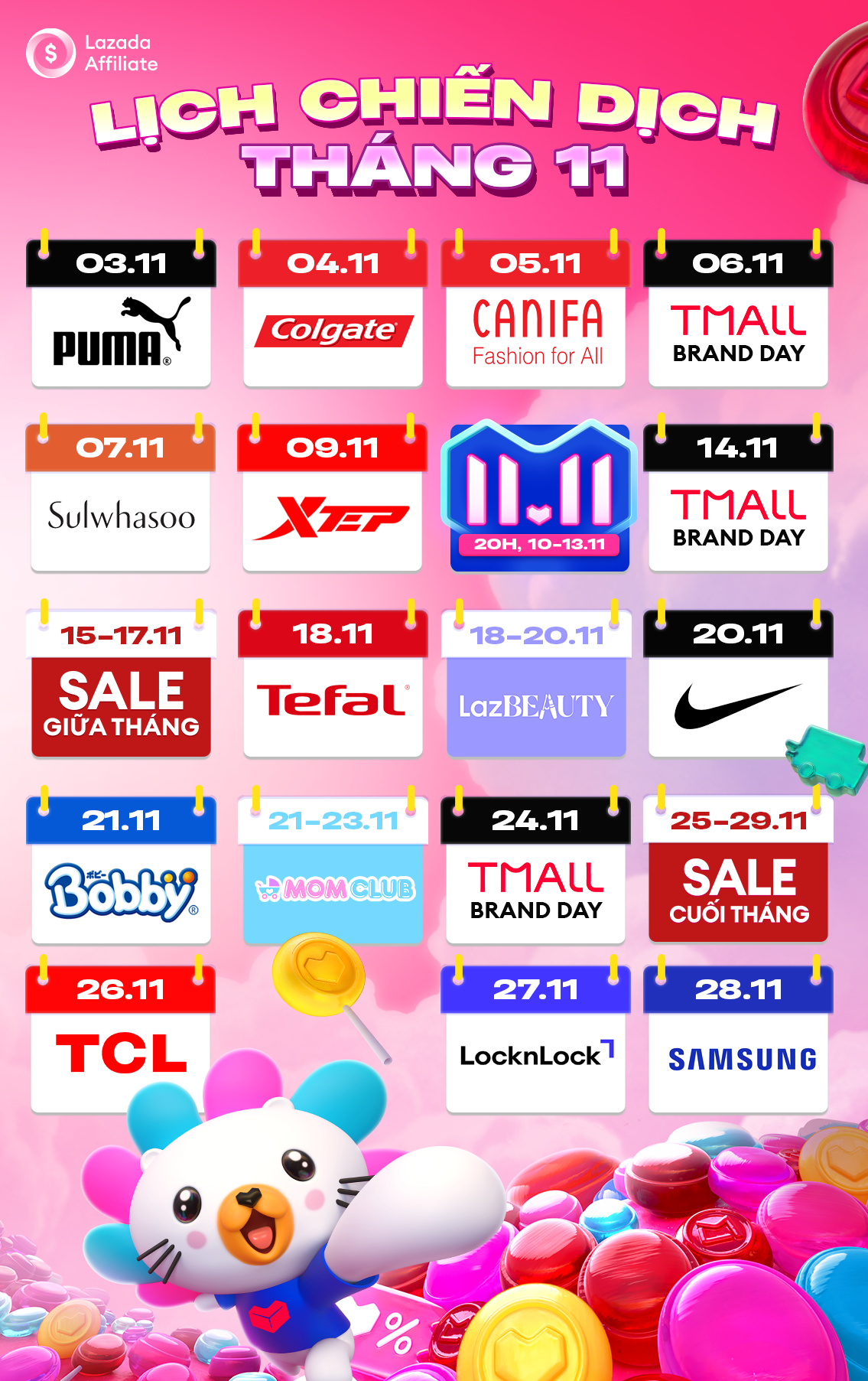 Tháng 11 - Tháng Sale Lớn Nhất Năm Tại Lazada Đã Đến!!! 1 Campaign Calendar 11 copy